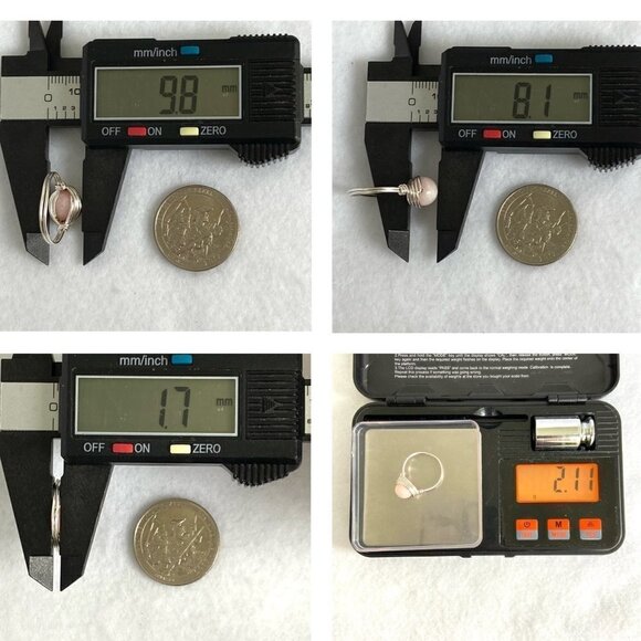 Sterling Silver Wire Wrapped 8MM Pink Rose Quartz Bead Ring Size 6.75 - Picture 10 of 16